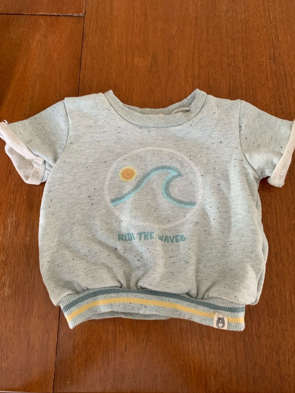 🫐3/$30 Rabbit + Bear Organic Ride The Waves Kids Short-Sleeve Sweatshirt size 2T